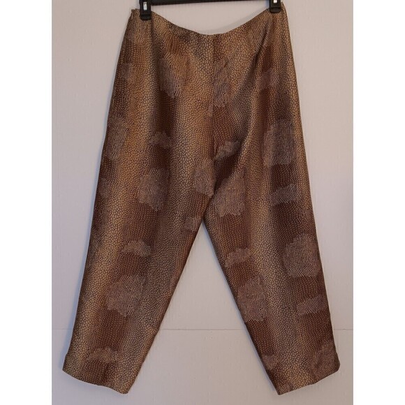 Sunny Leigh Silk Dress Pants Size 14 Beige Animal Print Retro Side Zipper - Picture 3 of 9